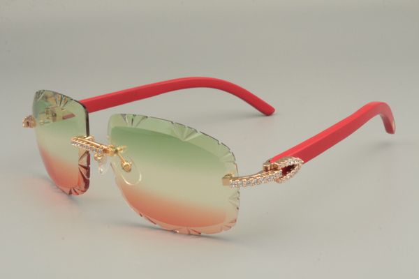 

high-end selling natural red/black luxury sunglasses 8300075-a 2019, in diamond wooden sunglasses color 58-18-135 size: mpnmk, White;black
