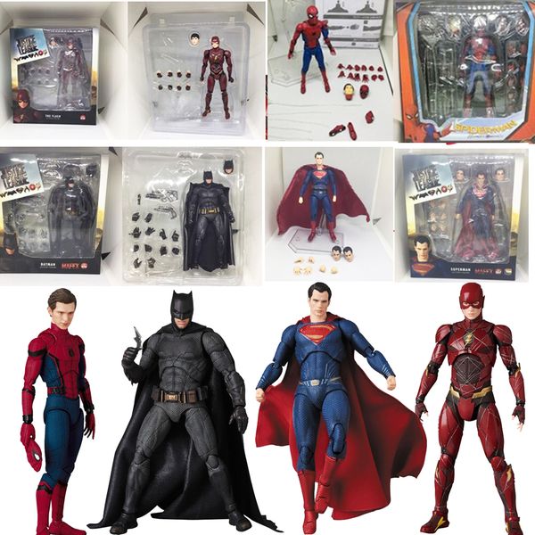 

лига справедливости super hero mafex maf batman 056 флэш-058 wonder woman 048 superman 057 человек-паук 047 фигурку куклы игрушки
