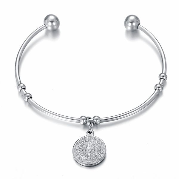 

3um new fashionable circular elliptical bangle notre dame semi-circular titanium steel bracelet for men and women 6.5cm, Black