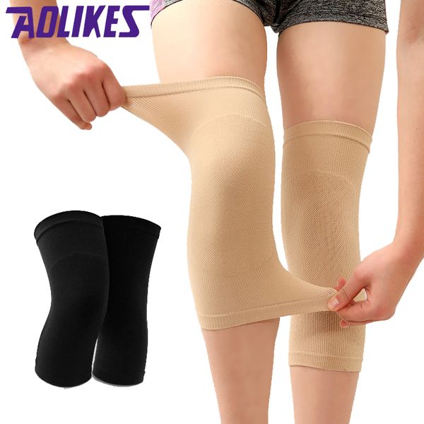 

aolikes 1 pair nylon cycling knee pads elastic sport knee brace support compression sleeves for fitness home warmth, Black;gray