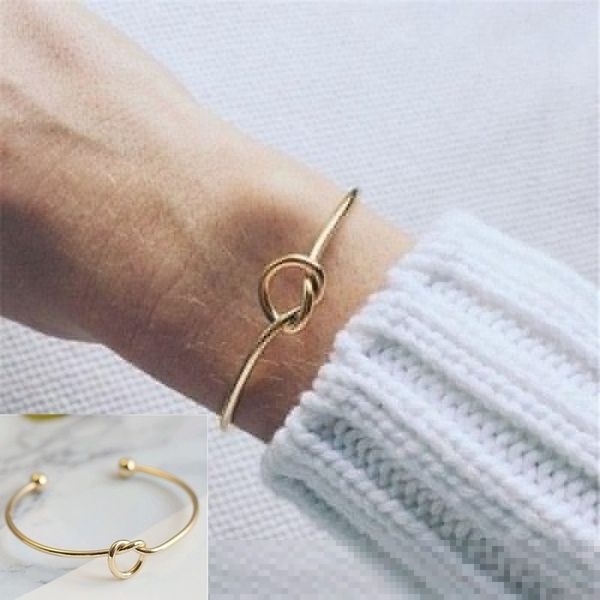 

love knot simple knot ladies gold bracelet and silver bracel, Black