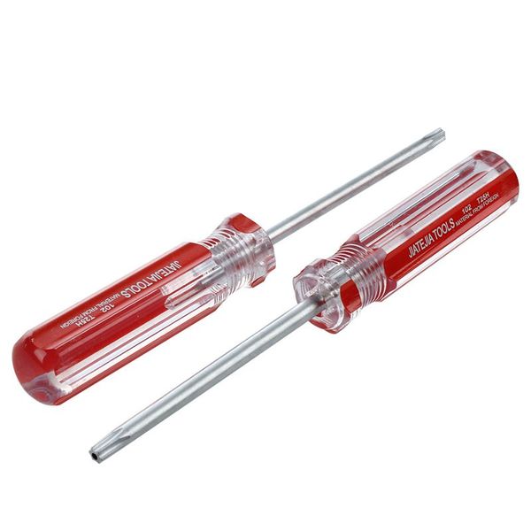 

2 pcs red clear antislip handle 4mm magnet tip t25 security torx screwdrivers