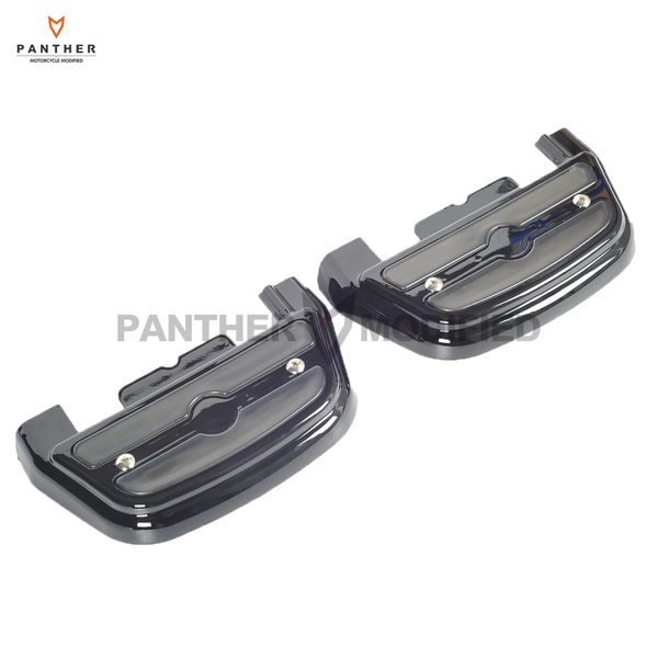 

black led motorcycle rear passenger footboard lights case for touring trike softail 1984-2018