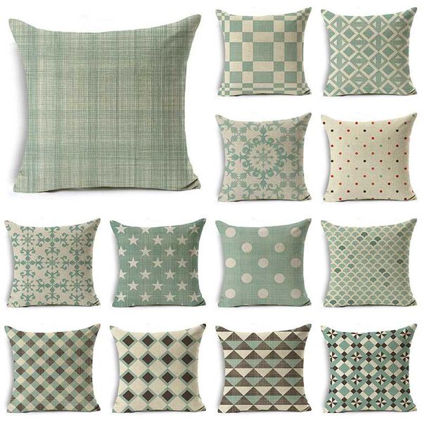 

wzh light green fresh style cushion cover 45x45cm linen decorative pillow cover sofa bed pillow case