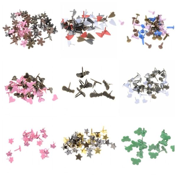 

miaochi diy 50pcs/10pcs pastel heart brads scrapbooking embellishment holiday decoration & gift other decorative stickers