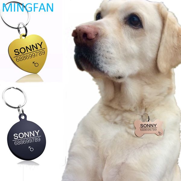 

mingfan pet cat dog collar decorate anti loss label engraving stainless steel pet collar id tag accessories phone name tag z999