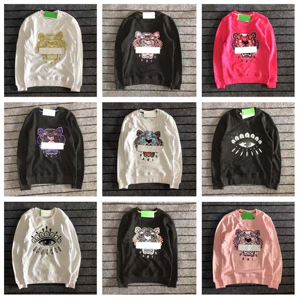 

new kz mens designer hoodie men women tiger embroidery long sleeve o-neck shirt sweatshirt pure cotton terry box logo s-2xl, Black