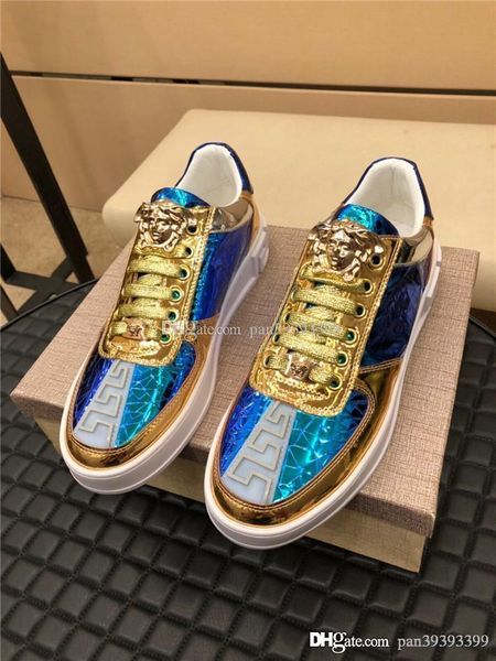 

2019 горячего нового мужской аристократической кожа соответствующего прилива обувь цвета элегантных и прохладно спортивная обувь Размер: 38-44