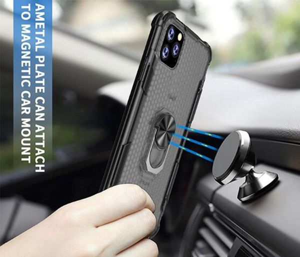 

luxury plating 2 in 1 clear pc+tpu with ring holder multifunction bracket for iphone 6 7 8 plus transparent cover for new samsung note 10