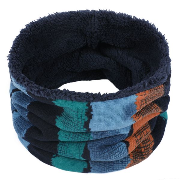 

winter warm knitted ring scarves thick fleece inside super elastic knit mufflers men women children neck warmers, Blue;gray