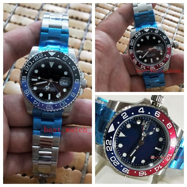 

3 color basel world 126710 126710blro gmt 40mm red and blue bicolor cerachrom pottery bezel gmt men autommen watch batman master, Slivery;brown