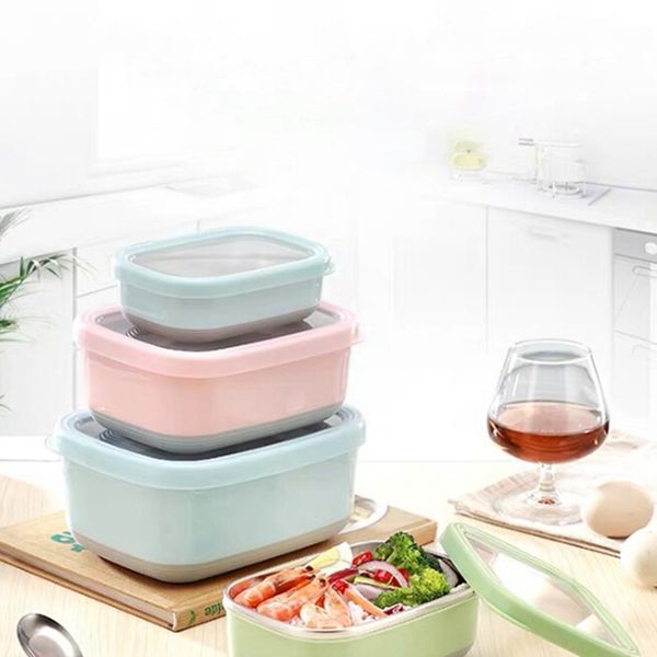

sÂ·uare microwave bento box fresh keeping child lunch box leak-proof bento lunch for kids school container dropship