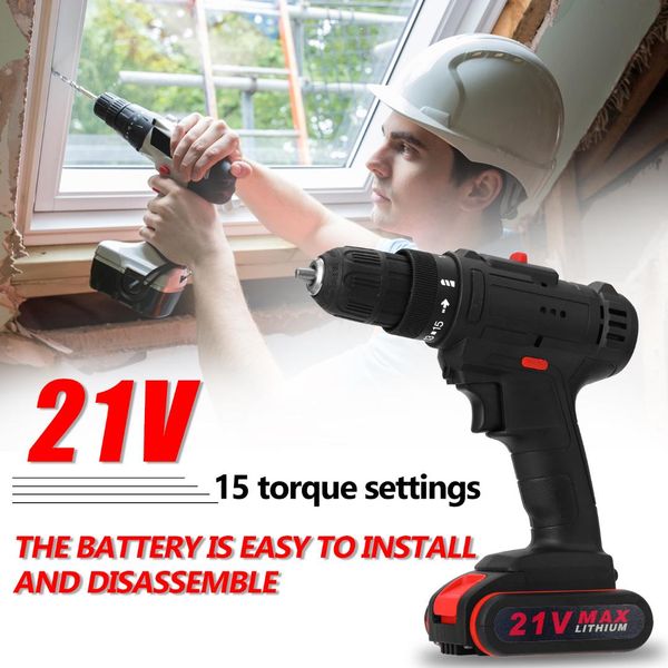 

21v electric impact cordless drill electric screwdriver lithium screwdriver battery drill wireless rechargeable