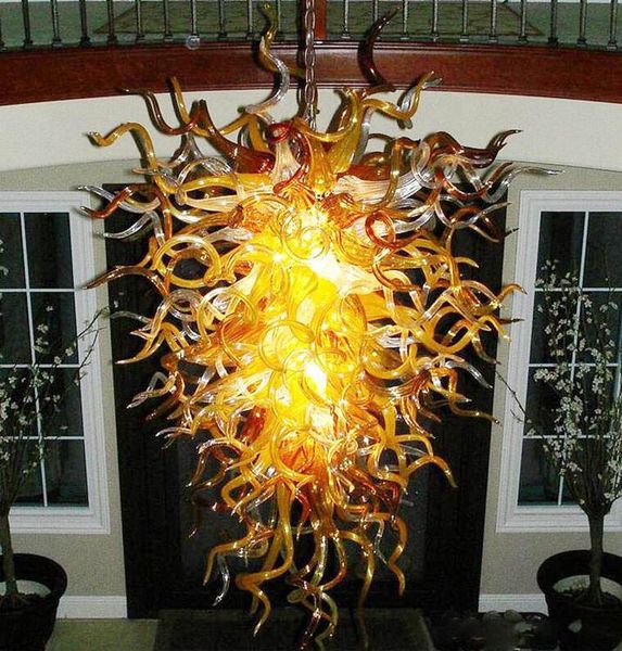 

amber color special retro flush mount ceiling lights handmade blown glass art chandelier for home decoration led bulbs