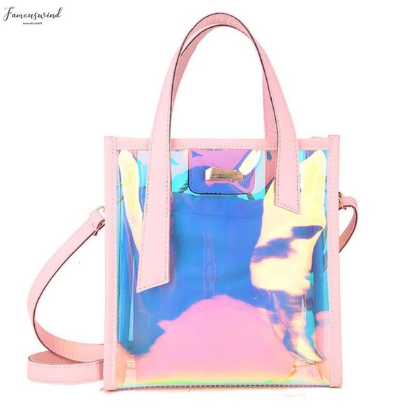 

holographic laser messenger bags jelly rainbow hologram transparent handbag for women composite bag ladies shoulder bag