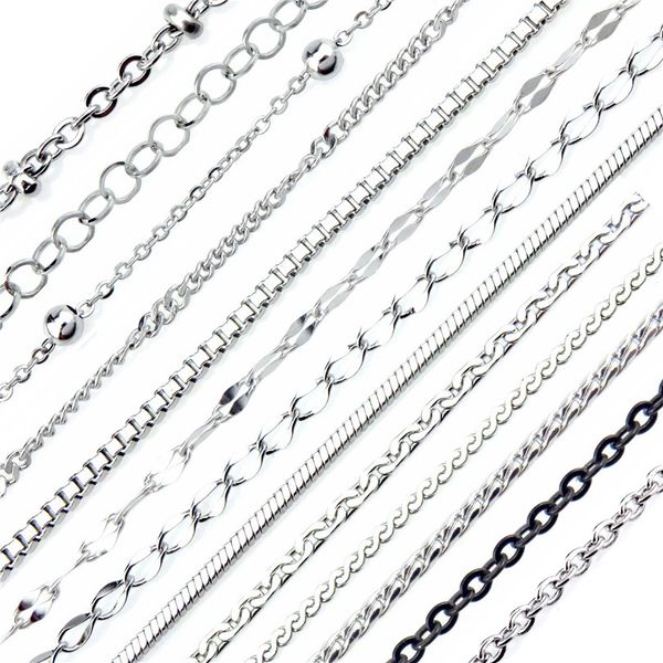 

21871 rolo link chain necklace stainless steel chains simple silver/balck chain necklace jewelry making 18'' 20