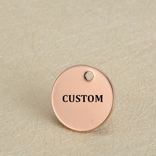 

mylongingcharm 50pcs/lot custom your logo words stainless steel charms 12mm four colors round charms engravable necklace, Bronze;silver