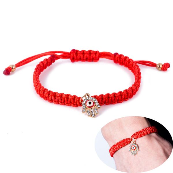 

fatima hand hamsa evil eye charm bracelets red braided string rope chains bangle for women & men fashion diy handmade jewelry, Golden;silver