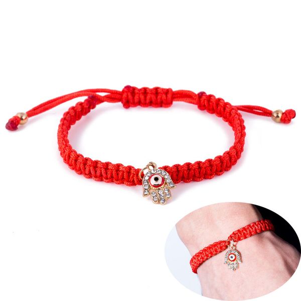 Fatima Hand Hamsa Evil Eye Charm Armbänder Rot Geflochtene Schnur Seil Ketten Armreif Für Frauen Männer Mode DIY handgemachten Schmuck