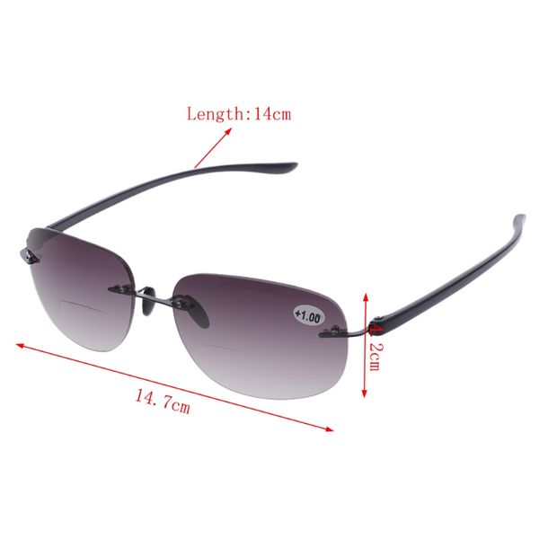 

outdoor rimless fishing bifocal reading glasses sunglasses readers +1.0 +1.5 +2.0 +2.5 +3.0 +3.5, Silver
