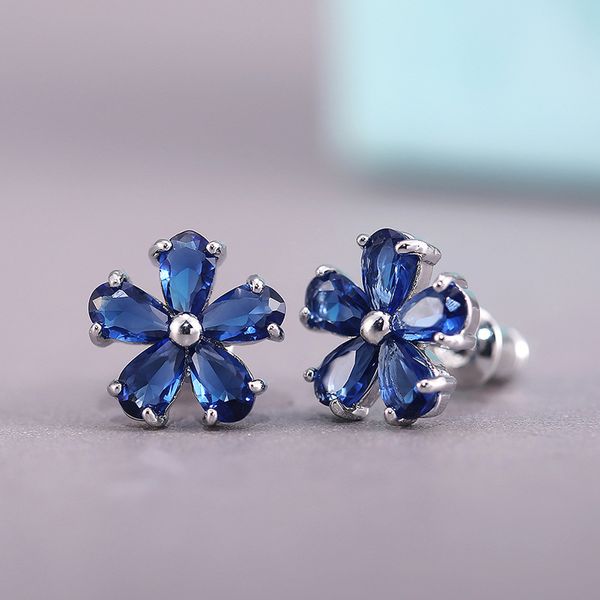 

visisap japanese korean student temperament cute style zircon small flower earrings for young girl simple colorful earring e290, Golden;silver