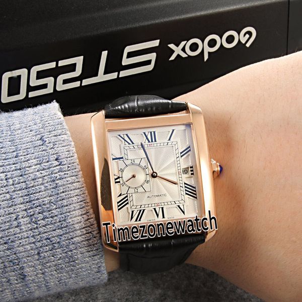 Nuovo orologio da uomo automatico con quadrante in argento oro rosa quadrante automatico 5 colori cinturino in pelle nera di alta qualità con zaffiro orologi economici Timezonewatch E48a1