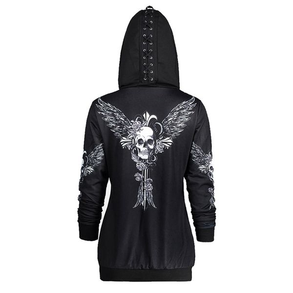 

sexemara fashion the new loose printing hooded long sleeve sweatshirt ing, Black