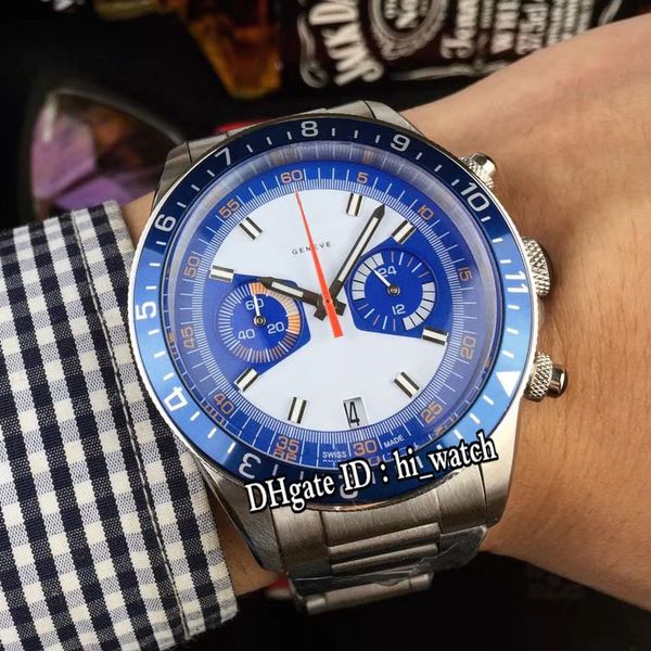 

Новый наследие хронограф 70330B стальной корпус синий безель белый циферблат синий