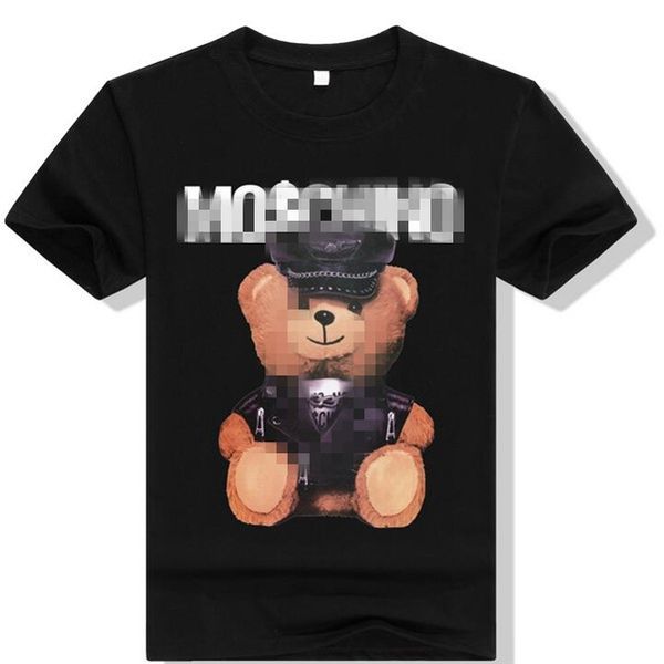 

mens designer t shirt luxury bear pattern tees fashion mens printing short sleeves 2020 summer trendy women t-shirt mÃ²schÃ¬no, White