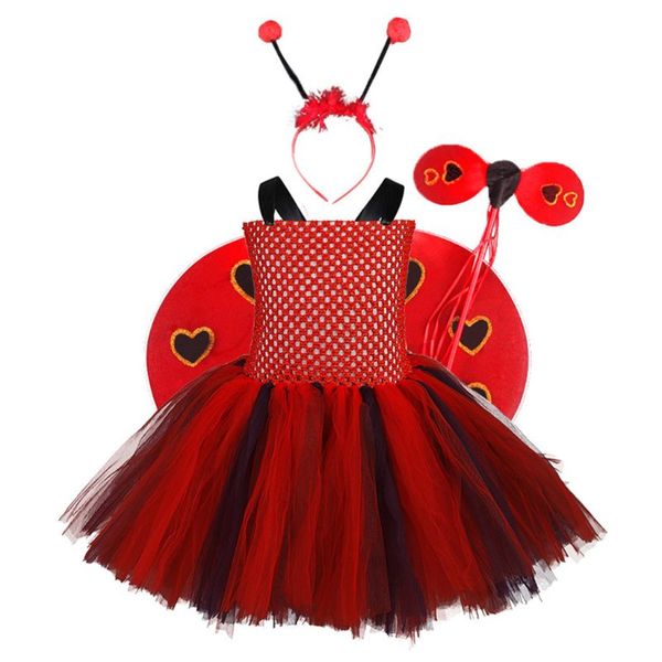 

toddler girls cosplay costume set tutu dress wings wand headband outfits, Black;red
