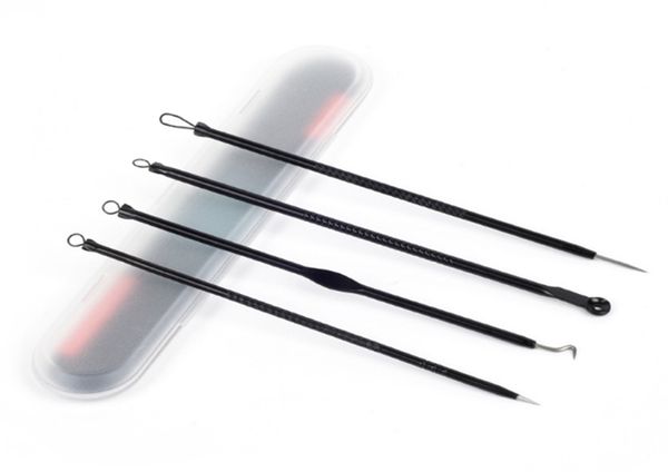 

100sets/lot 4pcs/set stainless needles blackhead comedone acne blemish extractor remover needle cosmetic tool black color
