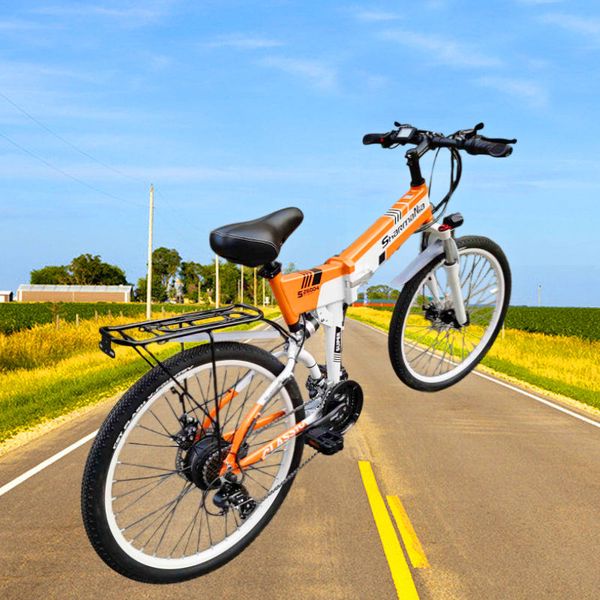 

off-road folding racing mountain bike26-inch folding electric bicycle aluminum alloy electric bicycle 26-inch mountain electric bicycle fold, Silver;blue