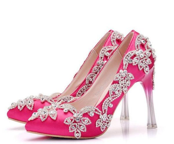 

amazing crystal pink satin wedding party shoes high heels 10.5cm for prom evening party dress rhinestones beaded, Black