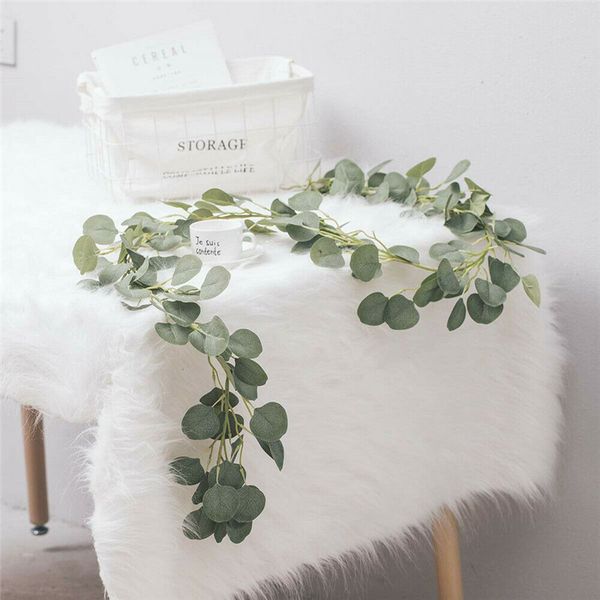 

simulate round eucalyptus leaves rattan for wedding background wall decor