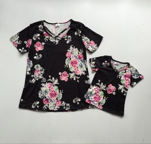 

mom and baby girls clothes summer floral cold and fresh shirt mommy me boutique clothes, Blue