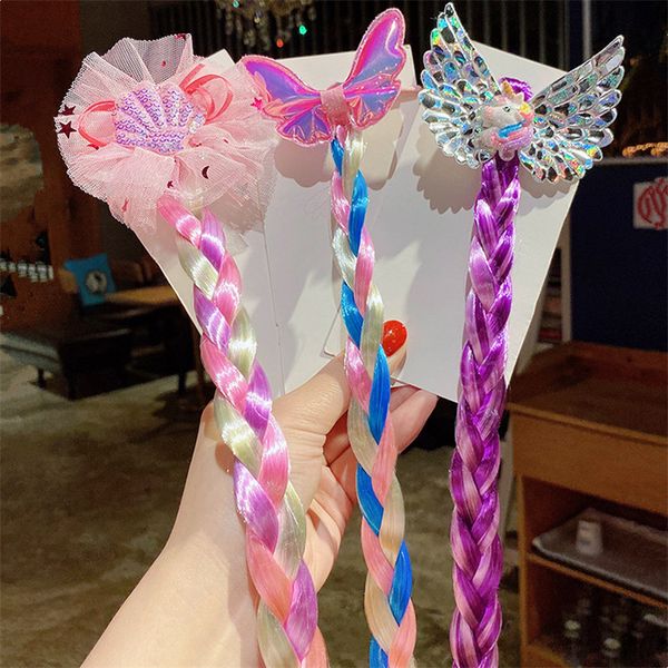 

5pcs/lot new sequin bow glitter snowflake elastic hair band girls ponytail wig unicorn princess hair ropes kids accessories, Slivery;white
