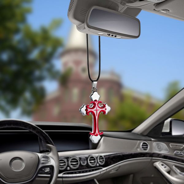 Car Pendant Metal Christian Cross Decoration Hanging Ornaments Charms Automobiles Interior Rearview Mirror Decor Auto Trim Gift Best Accessories For