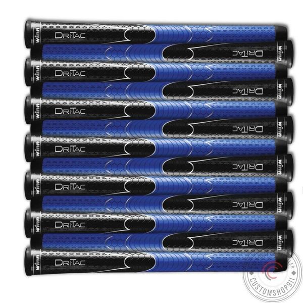 

set of 10 winn dritac avs midsize black /blue golf grip pu soft club grips