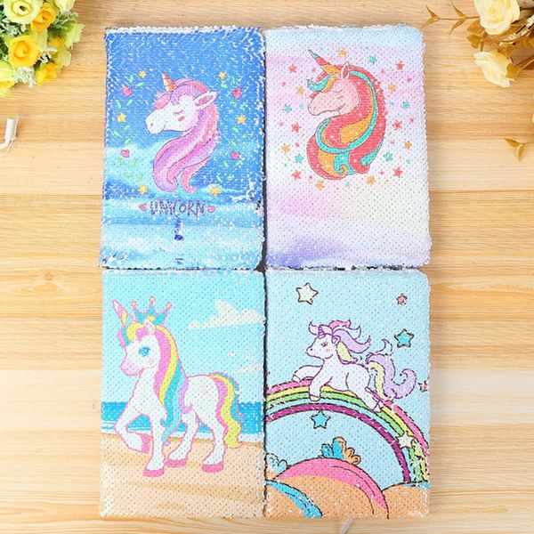 Unicorn Notebook Sequins Mermaid Diary Notebooks A5 Paper Glitter Notepad Diy Personal School Office Stationery Party Favor 7 Designs Yw1827 Princess