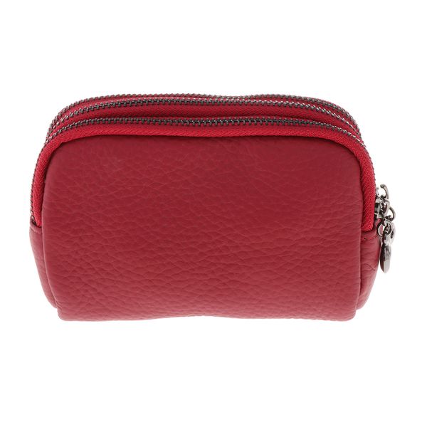 

women's fashion pu leather wallet, coin purse with zipper for currency, Red;black