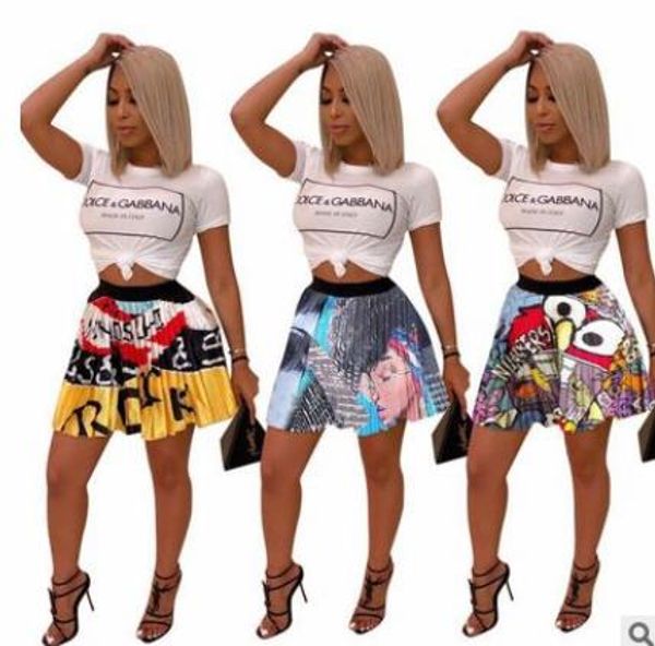 

2019 dashiki african women clothing summer eye mouth cartoon print vintage mini african pleated skirts party club fashion acti, Red