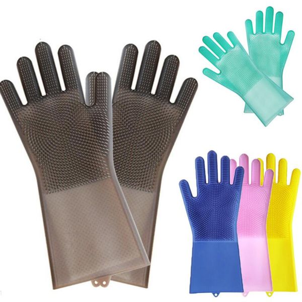 

magic reusable silicone gloves cleaning brush scrubber gloves heat resistant