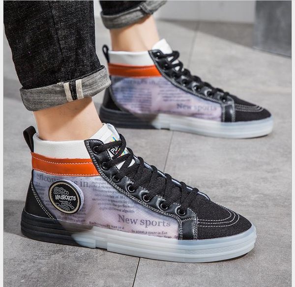 

spring and summer new personality canvas shoes men's casual shoes korean version, Black