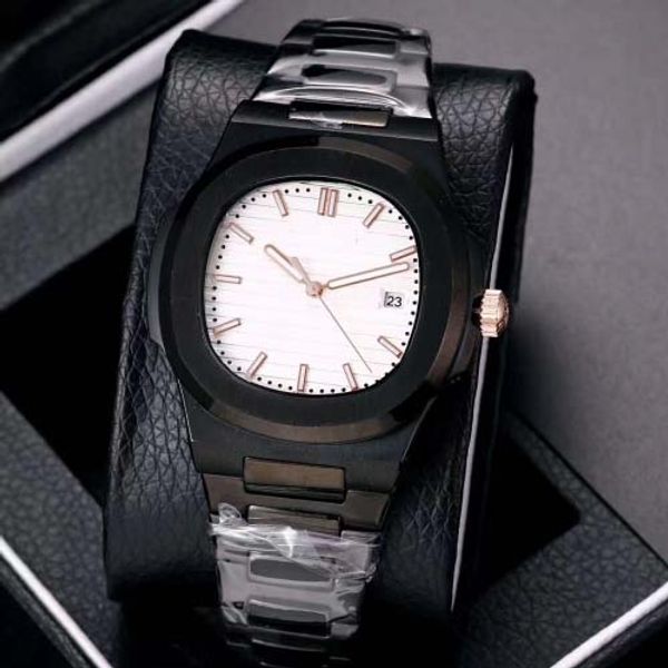

black stainless steel mens luxury watches automatic movement glide sooth second hand sapphire glass white dial mens wristwatch wholesale, Slivery;brown