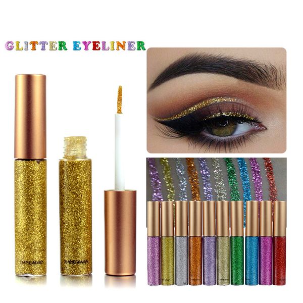 

10 colors liquid eye shadow profissional completa metallic shiny smoky eyes eyeshadow waterproof glitter liquid eyeliner handaiyan