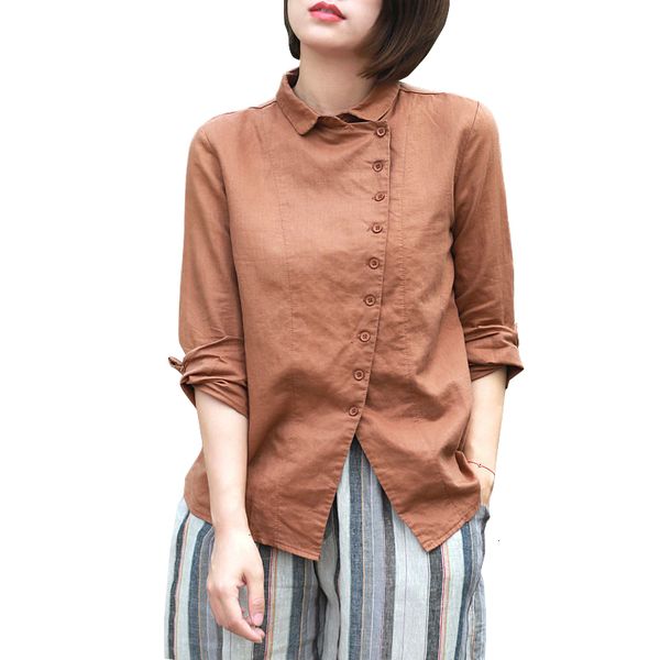 

блуза женщина дамы топы винтажная женщин рубашка белье весна хлопок льняные рубашки с длинным рукавом повседневная turn down воротник top же, White