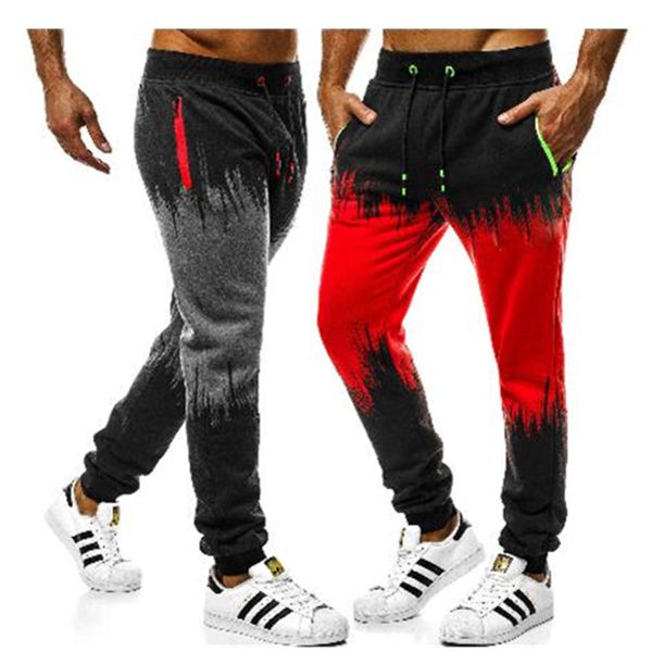 

men's jogging casual camouflage pants cotton stretch comfortable small leg pencil pants, Black