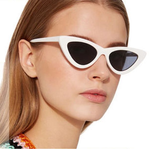 

fashion women cat eye sunglasses brand designer vintage triangular cateye sun glasses female small shade eyewear uv400, White;black