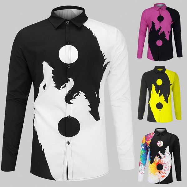 

2019 men women fashion printed long sleeve shirt novelty print shirt blouse support wholesale dropshipping, White;black