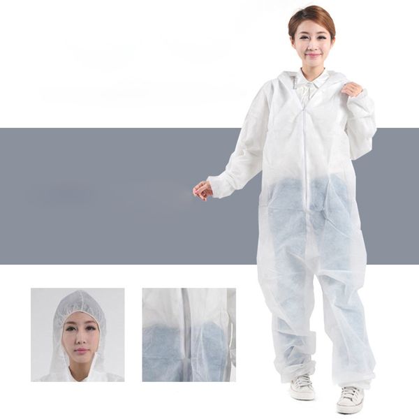 

disposable white thin protective clothing one time non-woven fabric conjoined clothes anti-dust oil-resistant protective coverall suits